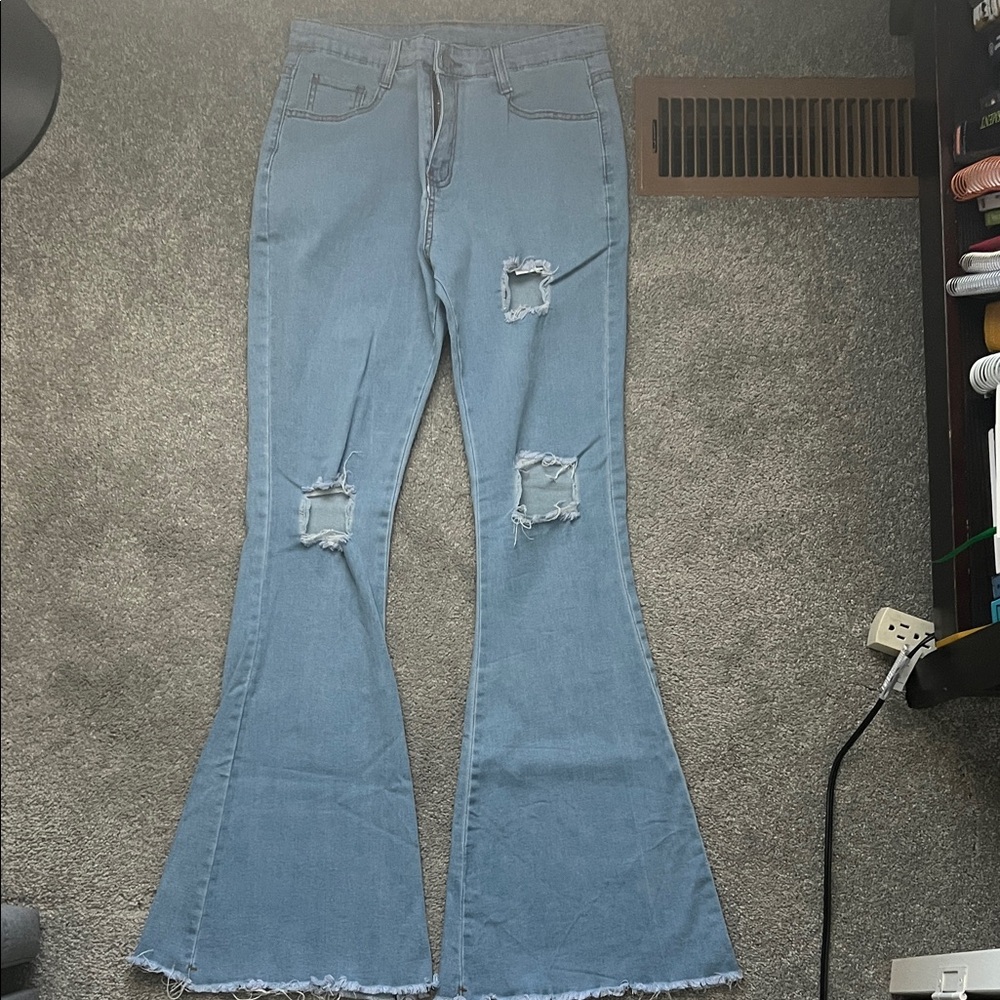 Bell Bottom Ripped Jeans